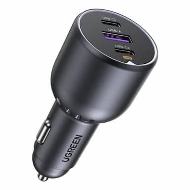 35025_ UGREEN EC705 (35025) 2*USB-C PD+USB-A 130W Fast Car Charger. Цвет: серый
