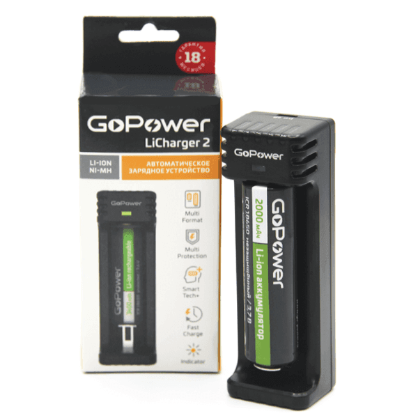 Зарядное устройство 1 SLOT NI-MH / NI-CD / LI-ION GOPOWER