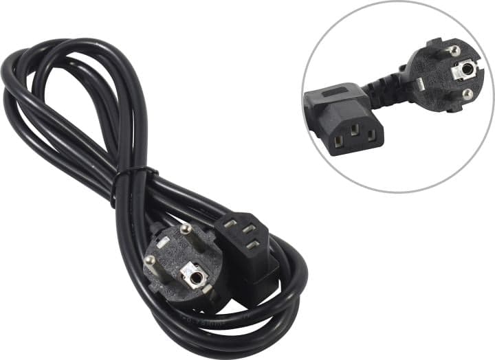 GoPower <00-00024536> Кабель компьютер - розетка 220V 1.8м Европейский стандарт, Г-образный