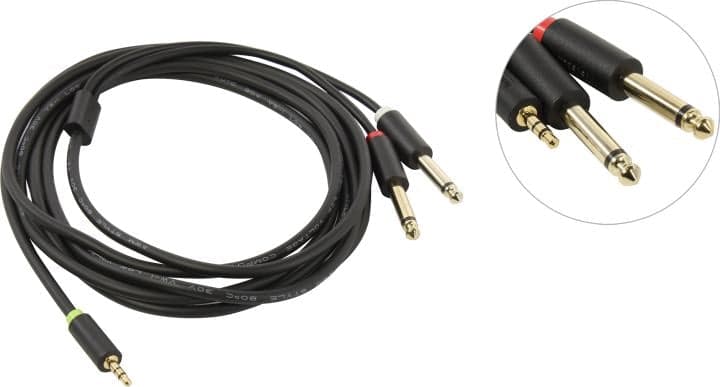Telecom <TAV6168-3M> Кабель Jack3.5-M --> 2xJack6.35-M 3м