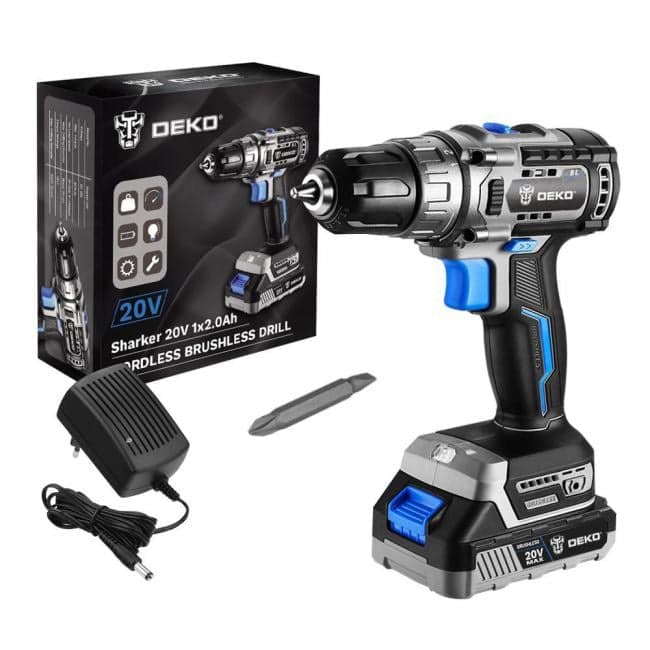 Дрель-шуруповерт Deko Sharker 20V 40Вт аккум. патрон:быстрозажимной (063-4037)