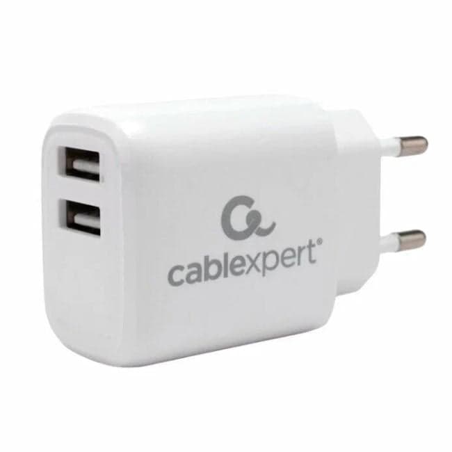 Зарядное устройство Cablexpert MP3A-PC-58, 10.5Вт, 2.1А, 2хUSB, белый, пакет