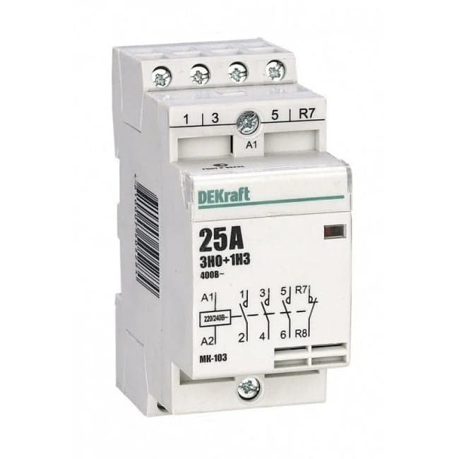 Контактор DEKraft 18068DEK модульный МК-103 3НО+1НЗ 25А 230В