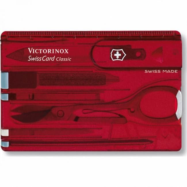 Швейцарская карта Victorinox SwissCard Classic (0.7100.T) красный полупрозрачный коробка подарочная