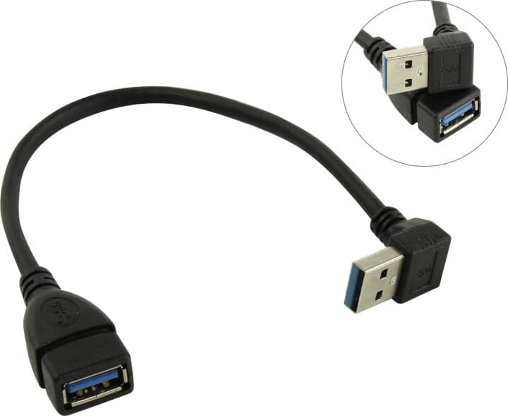 KS-is <KS-401O> Кабель-переходник USB 3.0 AM --> AF, вертикальный Г-образный коннектор
