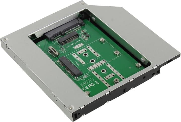 AgeStar <SMNF2S> Шасси для M.2 2280/mSATA для установки в SATA 12.7мм отсек оптического привода ноутбука
