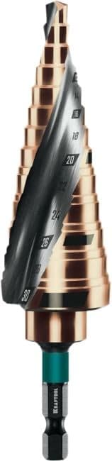 KRAFTOOL COBALT 6-30мм, 13 ступеней, азотирование, винтовая спираль, сверло ступенчатое(29691-6-30-13)