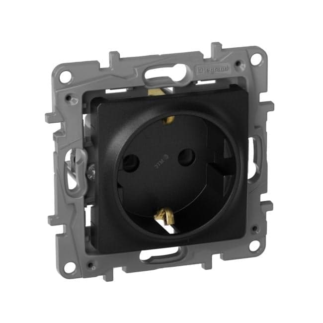 Legrand 672621 Розетка 2К+З, немецкий стандарт, винтовые зажимы, 16А, 250В~, Etika, антрацит