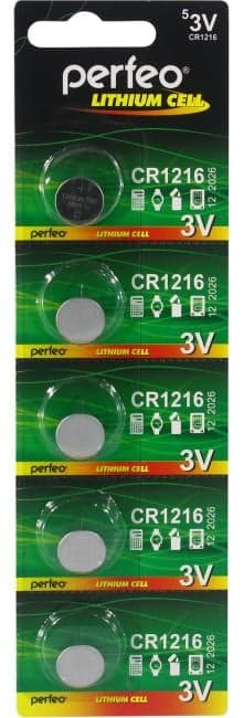 Perfeo CR1216/BL5 (Li, 3V) <уп. 5 шт>