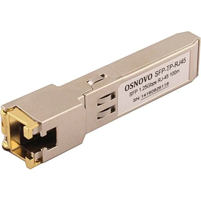 Модуль SFP OSNOVO SFP-TP-RJ45 медный Gigabit Ethernet с разъемом RJ45, скорость до 1.25Гбит/с, расстояние до 100м