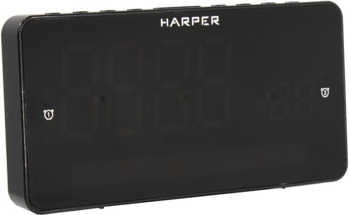 HARPER <HCLK-5030 Black> Радиобудильник (FM/AM, 1.8" LED, 2xAAA/230V)