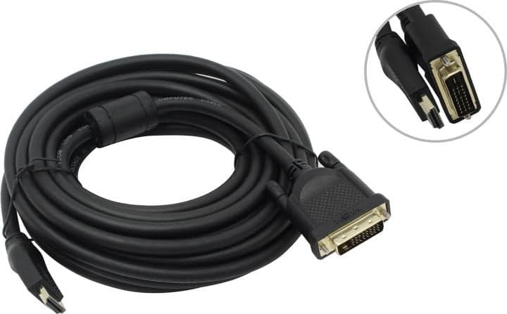 VCOM <CG484GD-7.5m> Кабель HDMI to DVI-D (19M -25M) 7.5м 2 фильтра