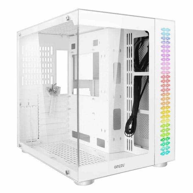 Ginzzu V580 RGB подсветка, закаленное стекло 1*USB 3.0,1*USB 2.0, AU Белый ATX