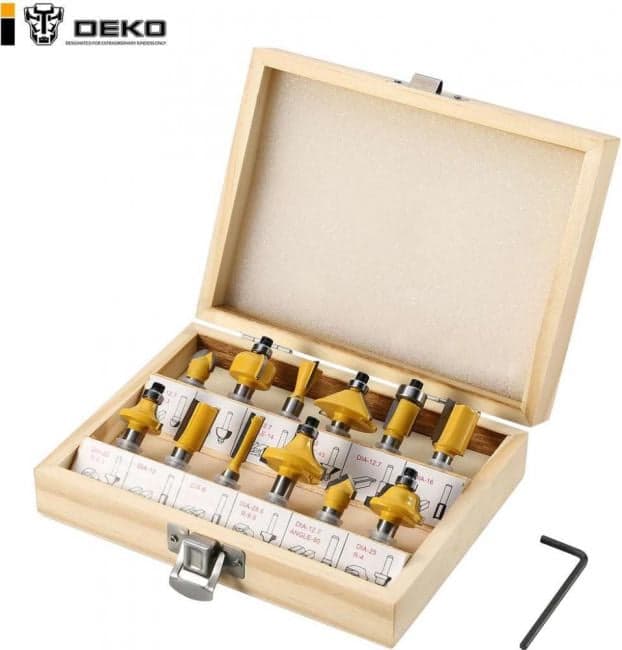 Набор фрез по дер. Deko RBS12 (065-0726) (фрезеры) (упак.:12шт)