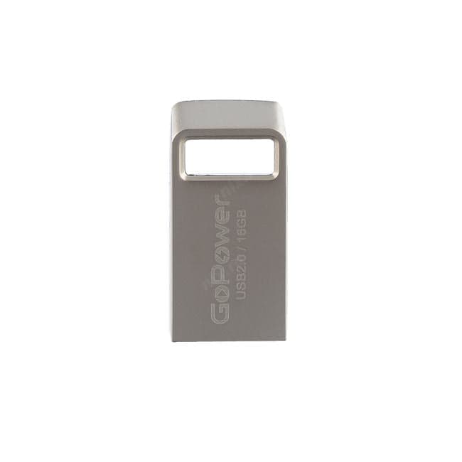 GoPower 00-00027357 Флеш-накопитель/ Флеш-накопитель GoPower MINI 16GB USB2.0 металл серебряный (1/50/1000)