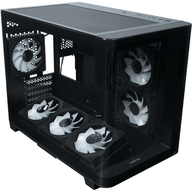 QR600M-6FM12A-C10-UC-L Корпус XASTRA QR600M 6ARGB C10-UC Black mATX/Aquarium/Curve Glass /Led Strip/6x120mm ARGB PWM FM
