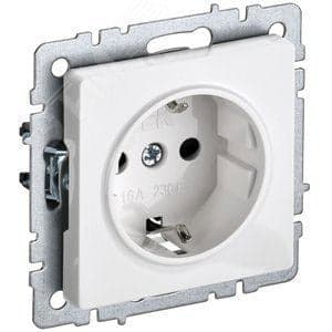 Розетка IEK BR-R11-16-K01 BRITE РС11-1-0-БрБ 16А с заземл. без защ. шторки белая