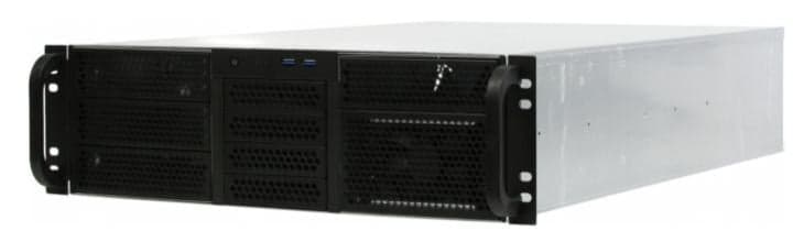RE306-D4H7-FC8-55 Корпус 3U ,4x5.25+7HDD,черный,без БП(2U,2U-redundant),глубина 550мм,MB CEB 12"x10.5",8slot,3*120x25 P