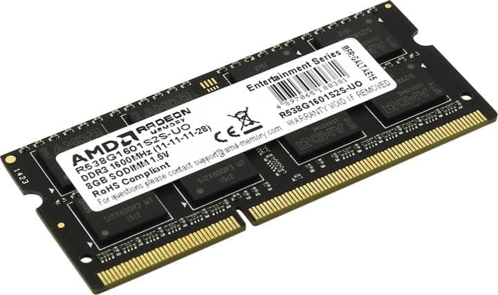 AMD <R538G1601S2S-U(O)> DDR3 SODIMM 8Gb <PC3-12800> CL11 (for NoteBook)