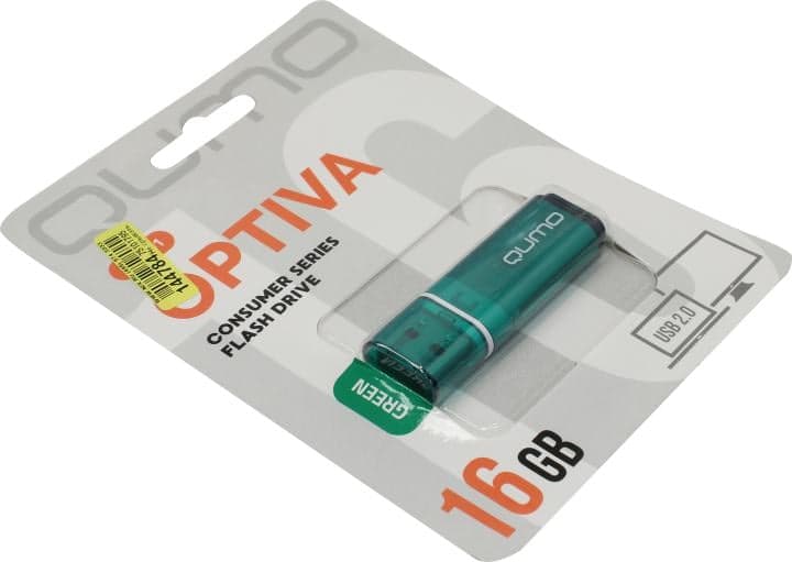 Qumo Optiva <QM16GUD-OP1-Green> USB2.0 Flash Drive 16Gb (RTL)