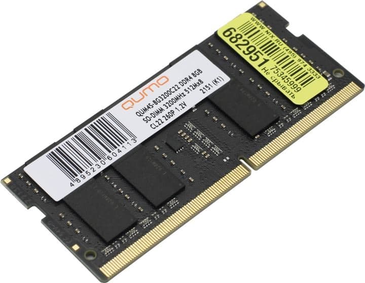 QUMO <QUM4S-8G3200C22> DDR4 SODIMM 8Gb <PC4-25600> CL22 (for NoteBook)