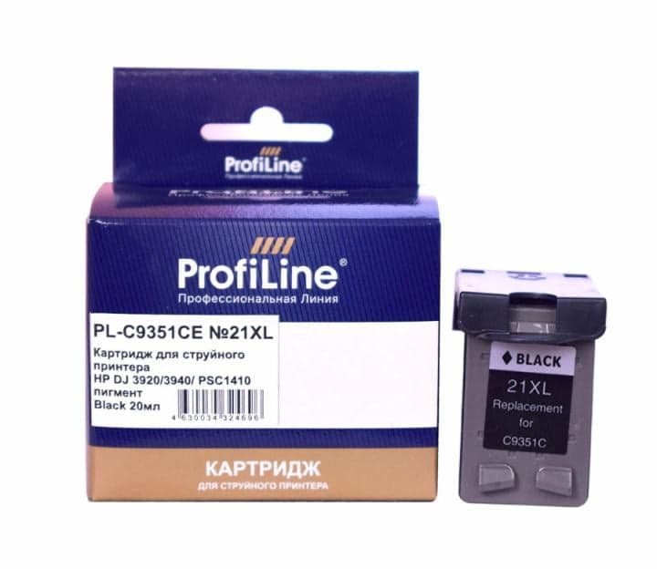 Картридж ProfiLine PL-C9351CE-Bk №21XL для принтеров HP DJ 3920/3940/ PSC1410 Black пигмент ProfiLine