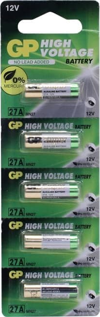 GP 27A-5 Super (MN27) 12V, щелочной (alkaline) <уп. 5 шт>