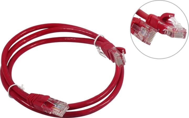 Cabeus <PC-UTP-RJ45-Cat.5e-1m-RD> Patch Cord UTP кат.5e PVC, 1м, красный <7674c>