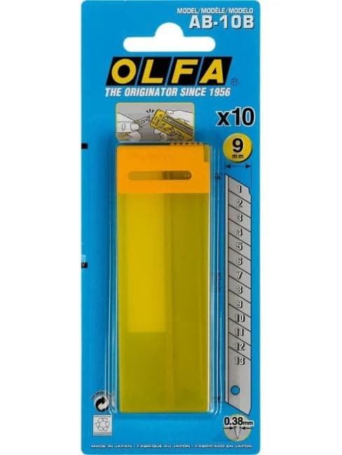 OLFA 9 х 80 х 0.38 мм, 10 шт, сегментированные лезвия (OL-AB-10B)
