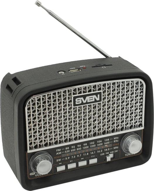 SVEN <SRP-555 Black-Silver> Радиоприёмник (FM/AM, USB, SD/microSD)