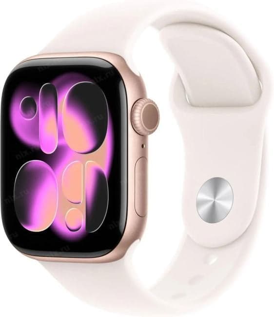 MEU04LW/A Смарт-часы Apple Watch Series 11 A3331 42мм OLED корп.розовое золото Sport Band рем.белый разм.брасл.:130-180