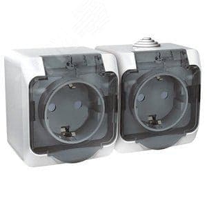Schneider Electric Этюд <PA16-244B> Розетка двойная (2x2К+З, внеш., шторки, белый)