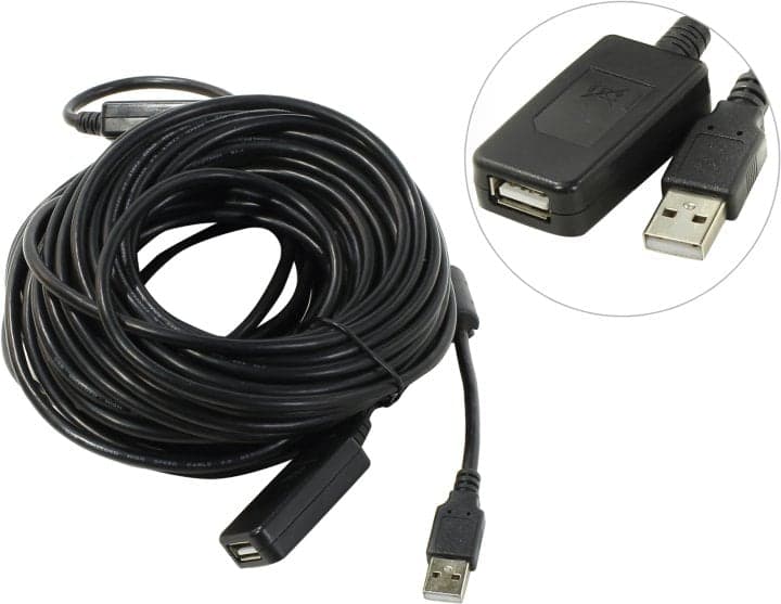 Кабель удлинительный активный USB 2.0-repeater <A-->A> 20м