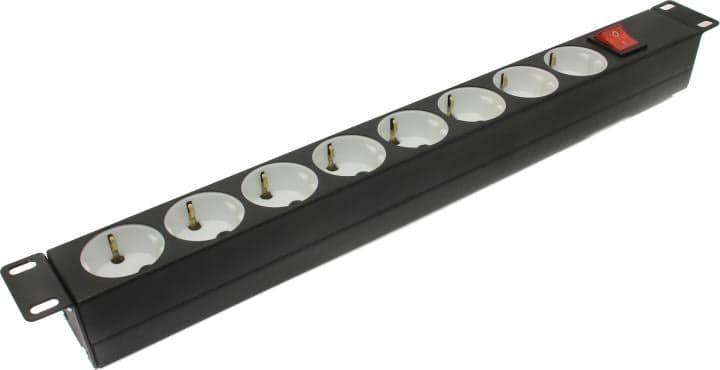 ЦМО <БР 16-008(-9005)> Блок силовых розеток 19", чёрный 1U, 8 евророзеток, вход IEC-320-C14