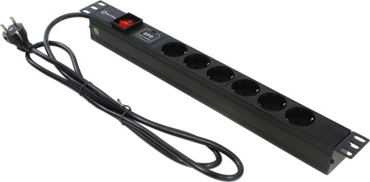 5bites <PDU619A06> Блок силовых розеток 19", чёрный 1U, 6 евророзеток, шнур 2м