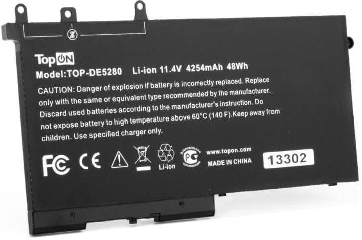 TopON TOP-DE5280 Аккумулятор для ноутбука Dell 5280, 5490. 11.4V 4254mAh. PN: 4YFVG.