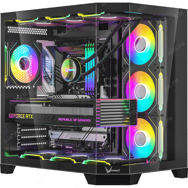 корпус Formula V Line Crystal Z6 Black, ATX, Left & Front & Bevel side Tempered Glass, TYPE-C*1, USB3.0*2