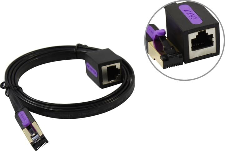 Vention <ICBBF> Patch Cord удлинитель SSTP кат.7 1м, чёрный