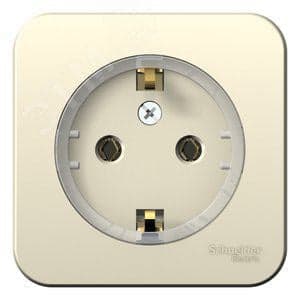 Розетка Systeme Electric BLNRA110112 с/з без шторок, (тонкая) 16А, 250В, изолир. Пластина Молочная наруж