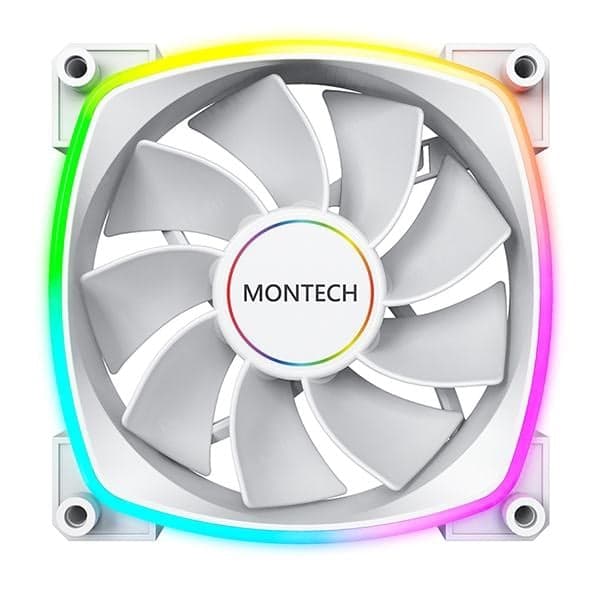 Montech RX140 PWM Reverse White / 140mm, 4pin PWM, 3pin ARGB, 600-1600RPM, 90.5CFM, 27.9dBA, Rifle bearing / RX140W