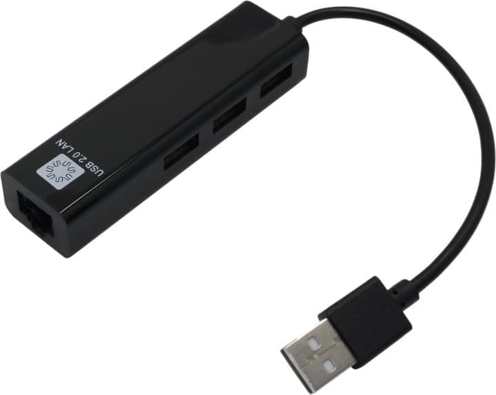 5bites <UA2-45-06BK> адаптер USB2.0 --> UTP 100Mbps + 3-port USB2.0 Hub