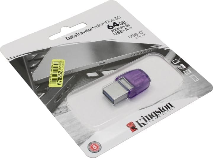 Kingston <DTDUO3CG3/64GB> DataTraveler microDuo 3C USB3.2/USB-C OTG Flash Drive 64Gb (RTL)