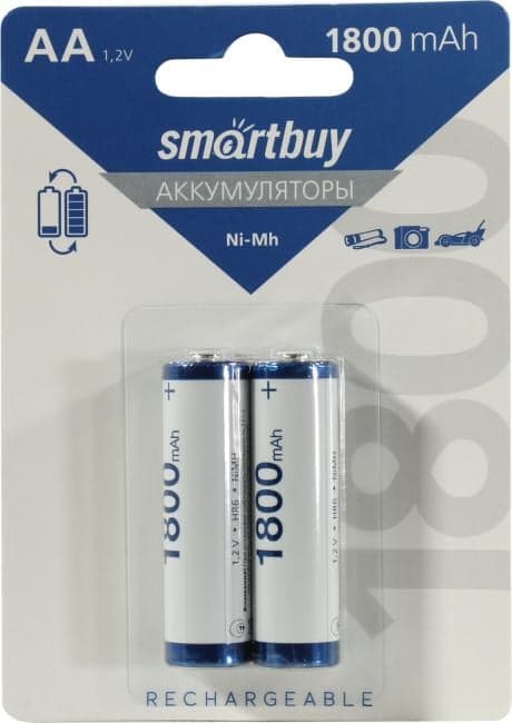 Аккумулятор Smartbuy SBBR-2A02BL1800 (1.2V, 1800mAh) NiMh, Size"AA" <уп. 2 шт>