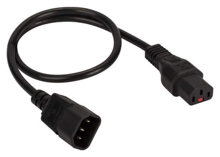 LAN-PP13L/14-0.5-BK Шнур питания с блокировкой C13-C14, 3х0.75, 220В, 10А, черный, 0.5 метра