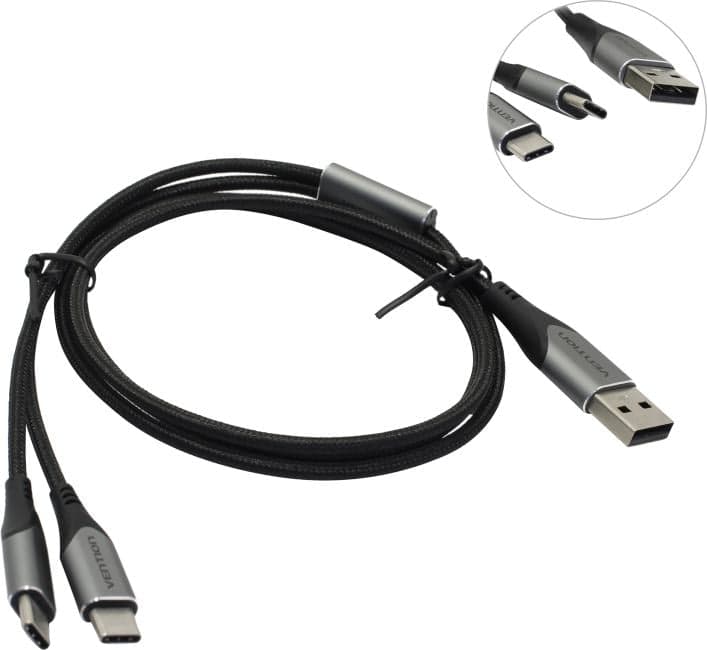 Vention <CQOHF> Кабель USB2.0 AM --> 2xUSB-CM 1м