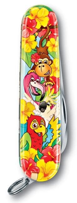 Нож перочинный Victorinox My First Victorinox Parrot Edition (0.2373.E3) 84мм 9функций красный/рисунок карт.коробка