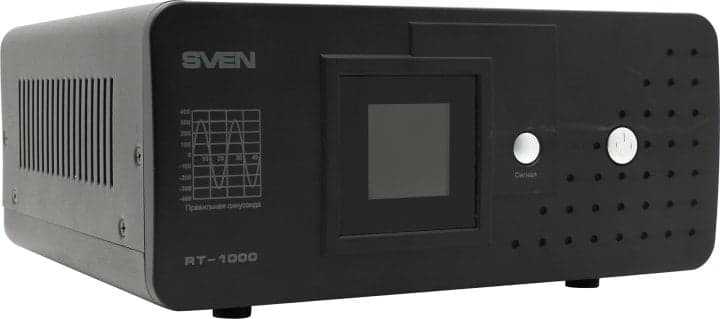 UPS 1000VA SVEN <RT-1000 Black> LCD, 2 евро розетки, без АКБ
