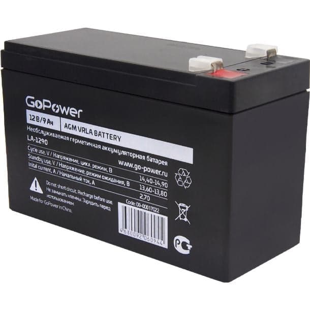 Аккумулятор свинцово-кислотный GoPower 00-00017022 LA-1290 12V 9Ah