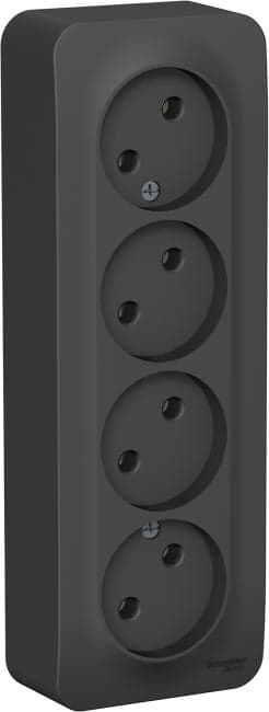 Schneider Electric BLNRA000416 BLANCA О/У РОЗЕТКА 4-ая без заземления без штор. ИЗОЛ.ПЛ.,16А, 250В,АНТРАЦИТ
