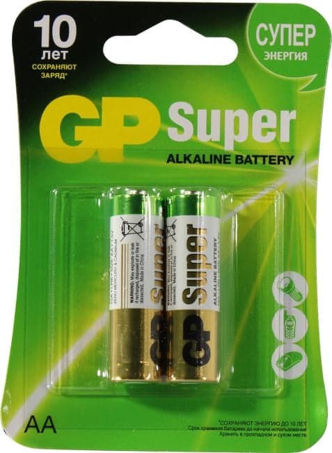 GP Ultra/Super GP15A-2CR2 (LR6) Size AA, щелочной (alkaline) <уп. 2 шт>